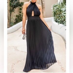 Pink Lily Vibrant Teal Pleated Dress